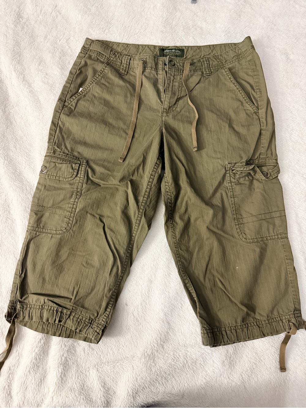 Eddie Bauer Olive Green Cargo Drawstring Shorts